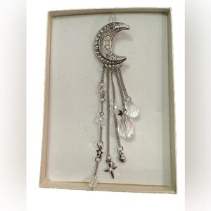 Silver Crescent Moon hair accessory clip